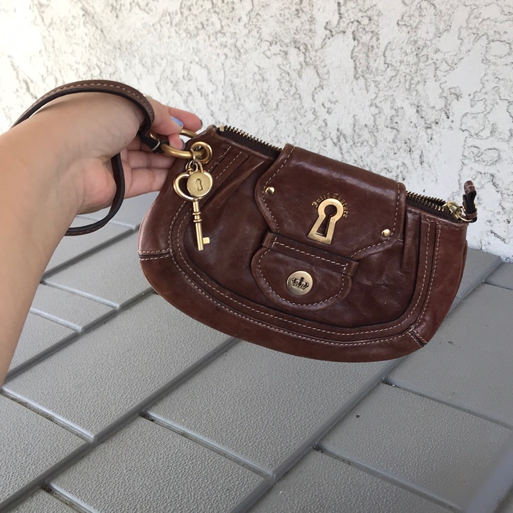 Authentic Juicy Couture Brown Leather Wrist Clutch